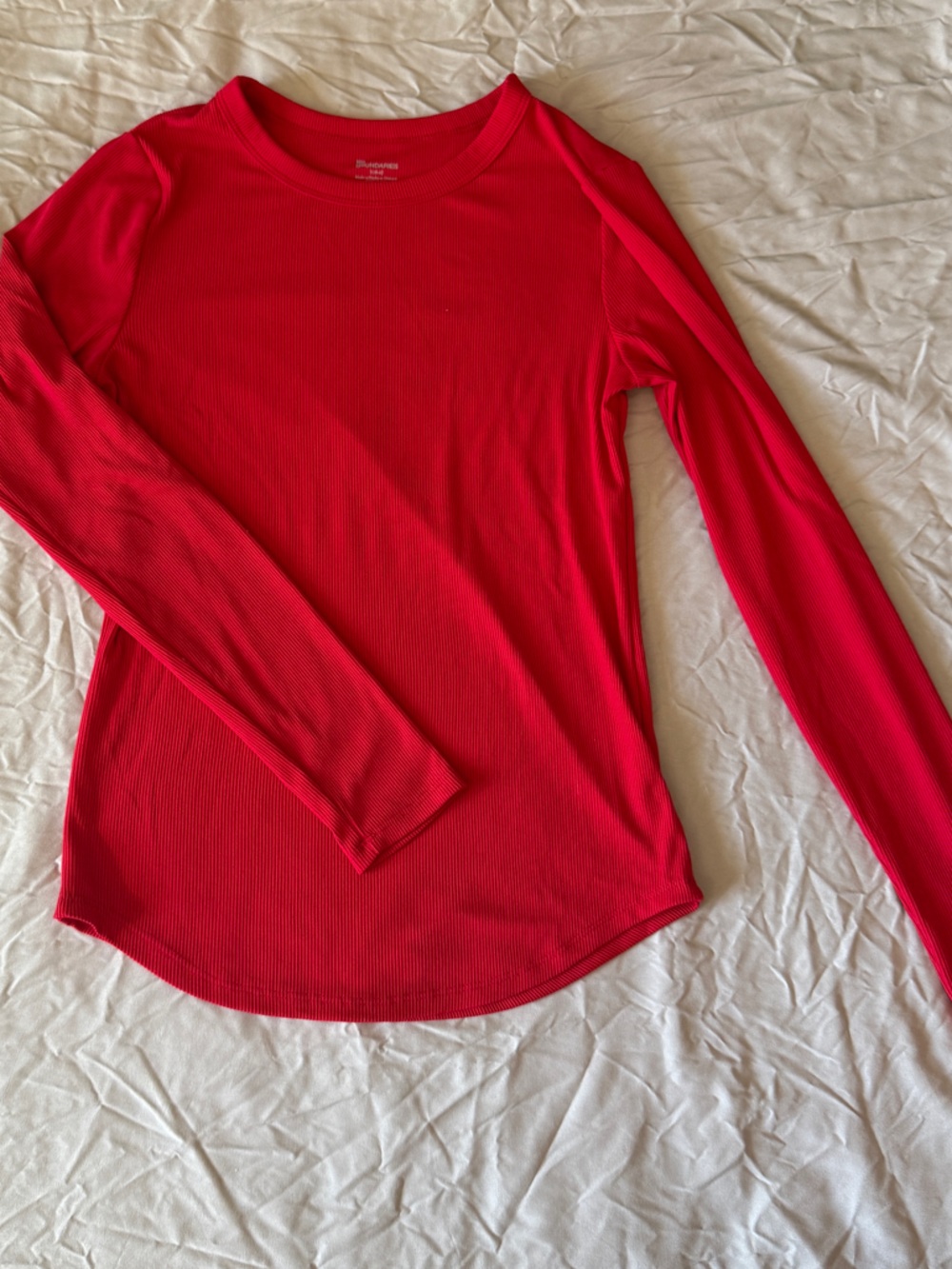 No Boundaries Red Long Sleeve Ribbed Top